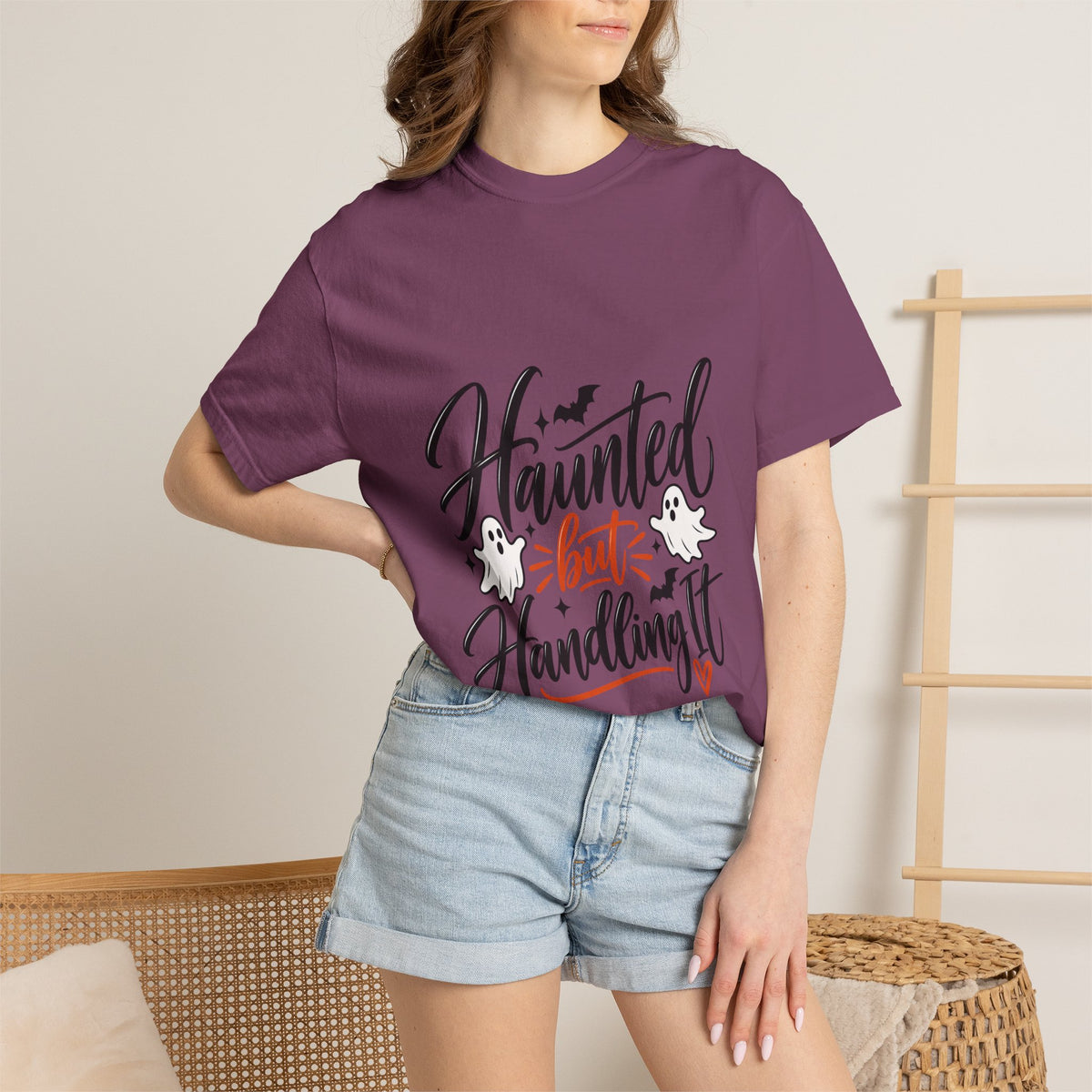 Haunted But Handling It T-Shirt — Cute Halloween Ghost Graphic Tee