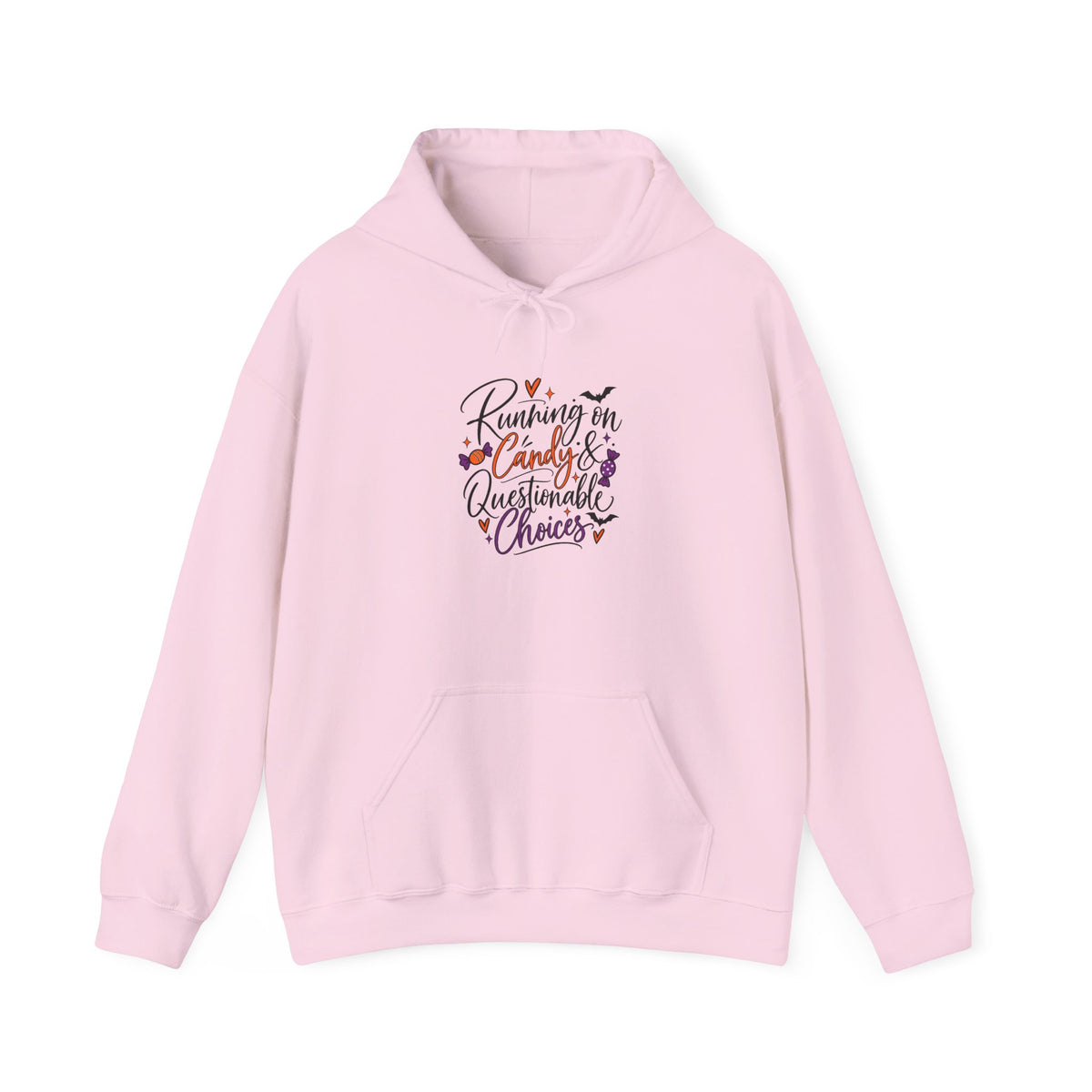 Hoodie — "Running on Candy and Questionable Choices" Cute Retro Sweets Graphic
