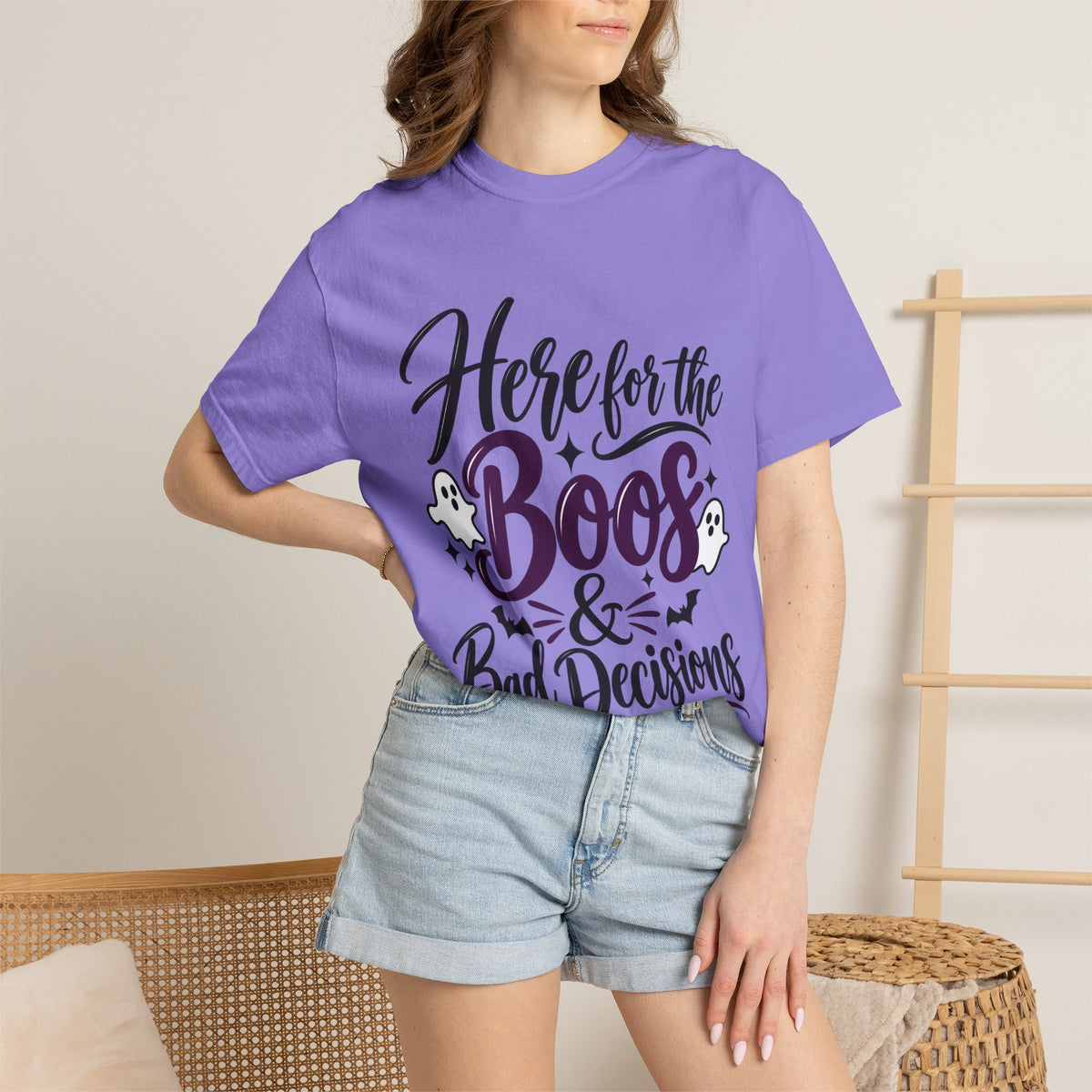 Here for the Boos & Bad Decisions Halloween T-Shirt