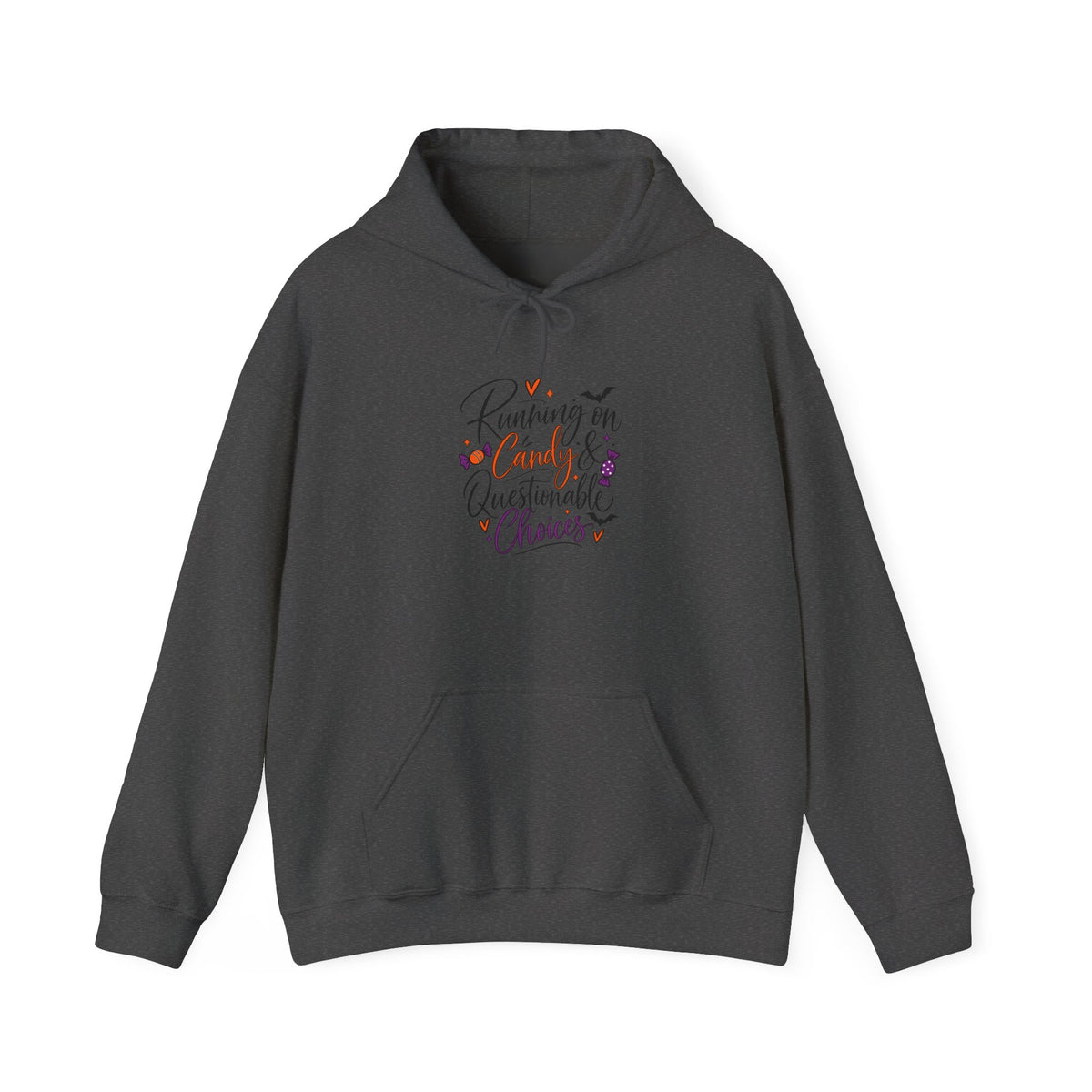 Hoodie — "Running on Candy and Questionable Choices" Cute Retro Sweets Graphic