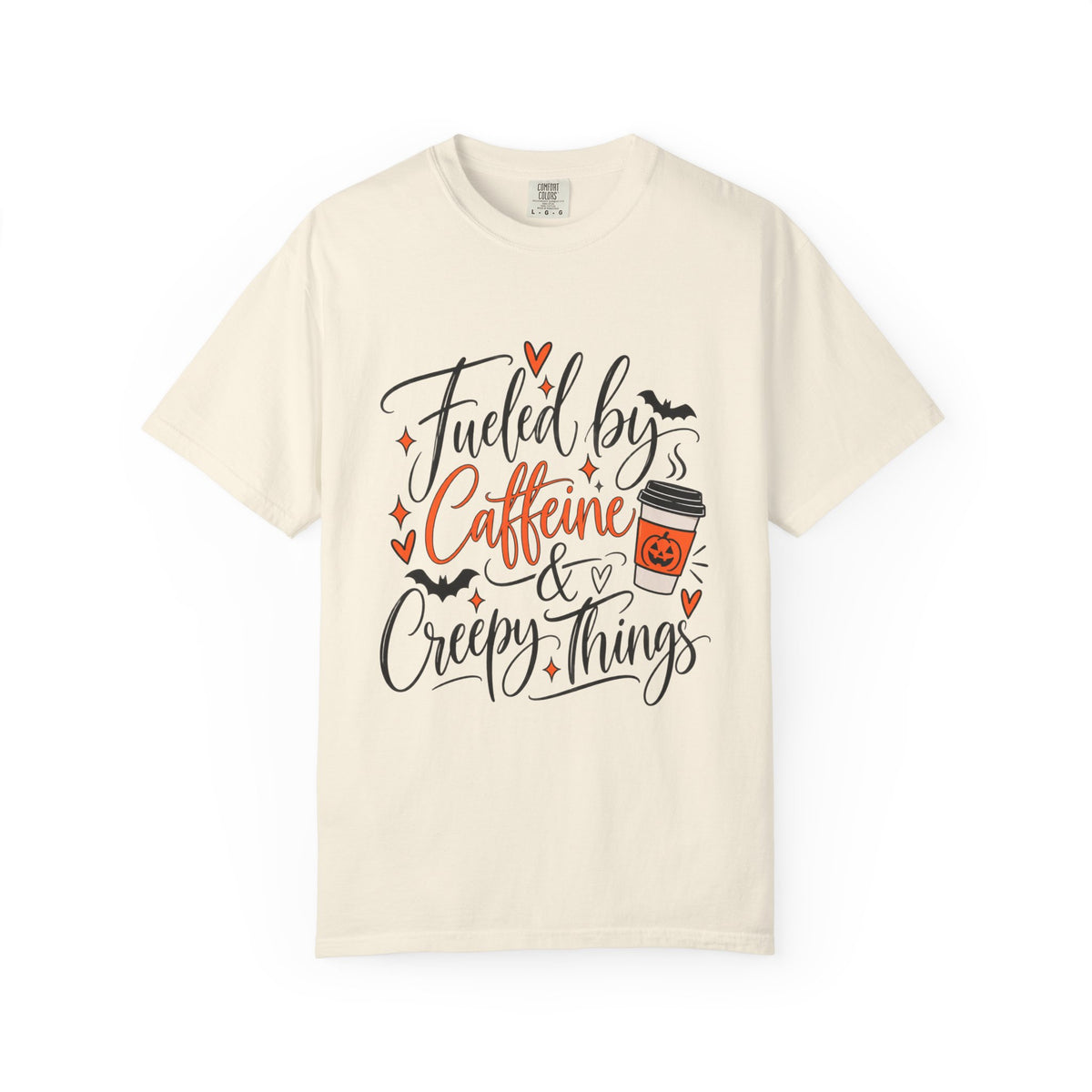 Caffeine & Creepy Things T‑Shirt — 'Fueled by Caffeine & Creepy Things' Halloween Coffee Tee