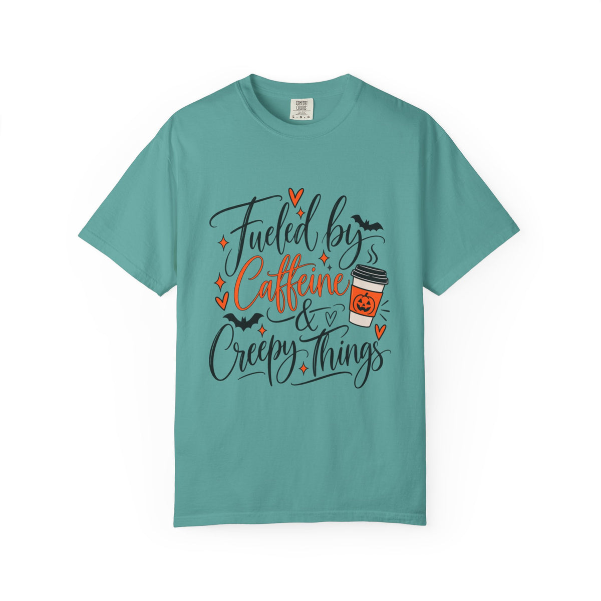 Caffeine & Creepy Things T‑Shirt — 'Fueled by Caffeine & Creepy Things' Halloween Coffee Tee
