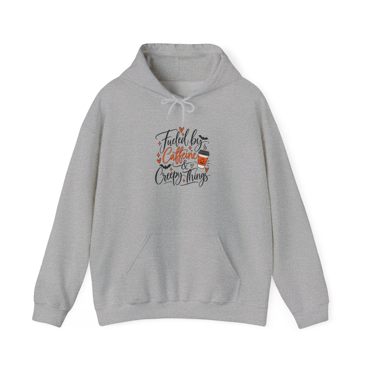 Fueled by Caffeine & Creepy Things Hoodie - Funny Halloween Coffee Sweatshirt