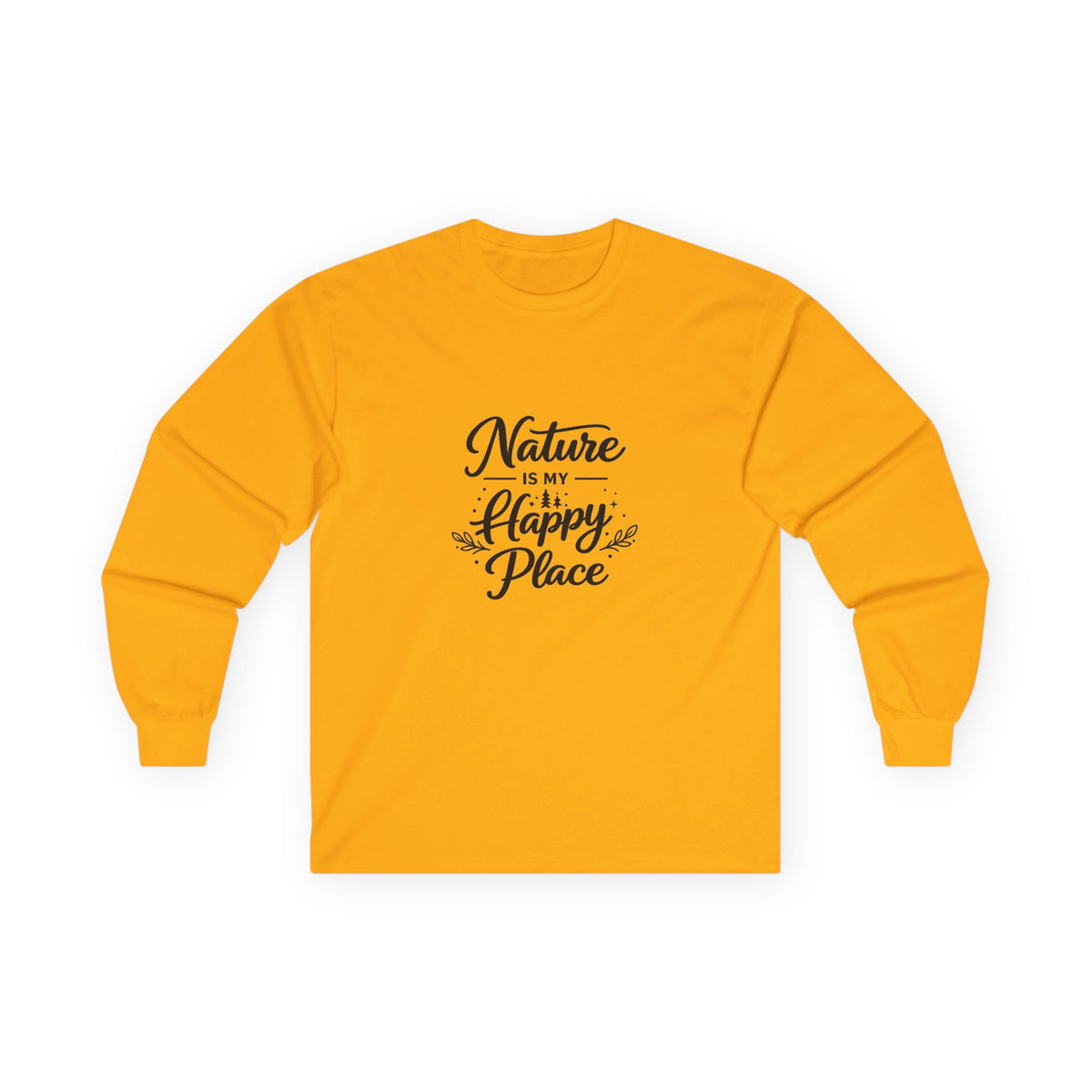 Nature Is My Happy Place Long Sleeve Tee | Handlettered Outdoor Quote