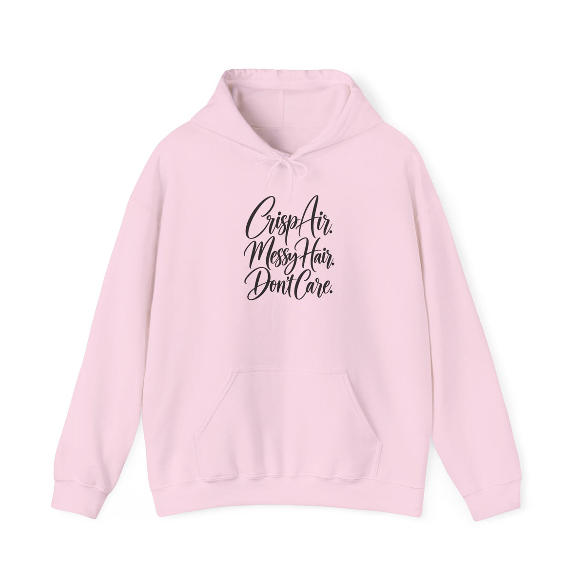 Hoodie — "Crisp Air, Messy Hair, Don’t Care" Cozy Graphic Hoodie