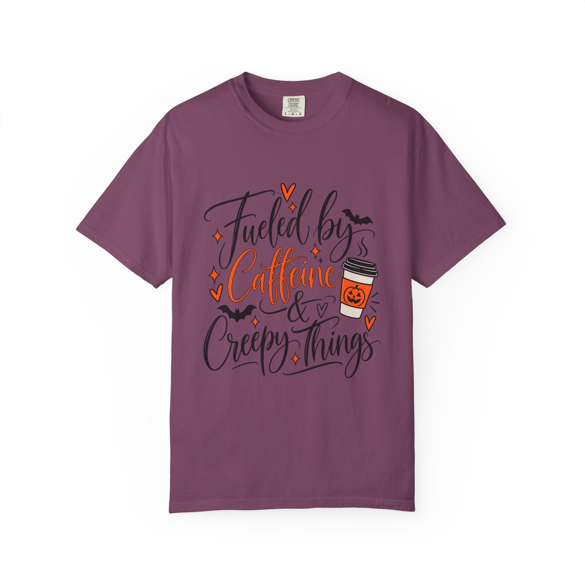 Caffeine & Creepy Things T‑Shirt — 'Fueled by Caffeine & Creepy Things' Halloween Coffee Tee