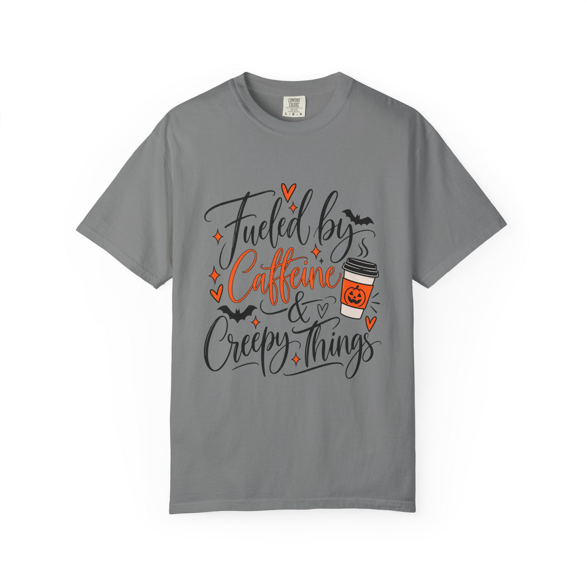 Caffeine & Creepy Things T‑Shirt — 'Fueled by Caffeine & Creepy Things' Halloween Coffee Tee