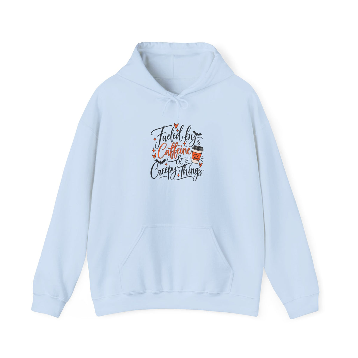 Fueled by Caffeine & Creepy Things Hoodie - Funny Halloween Coffee Sweatshirt