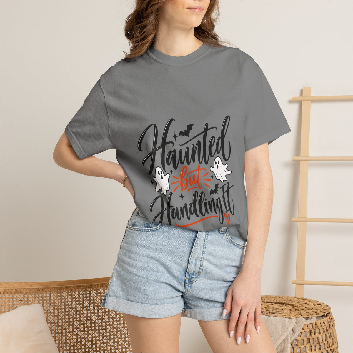 Haunted But Handling It T-Shirt — Cute Halloween Ghost Graphic Tee