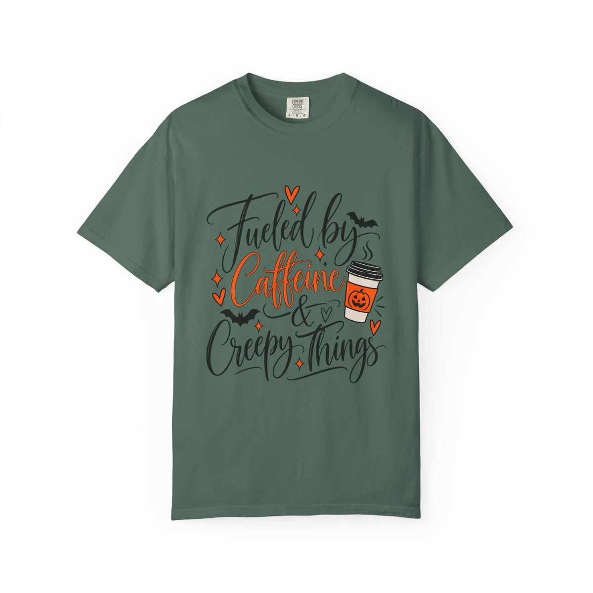 Caffeine & Creepy Things T‑Shirt — 'Fueled by Caffeine & Creepy Things' Halloween Coffee Tee