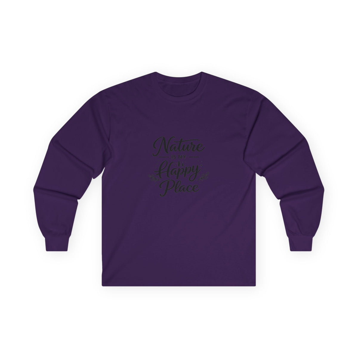 Nature Is My Happy Place Long Sleeve Tee | Handlettered Outdoor Quote