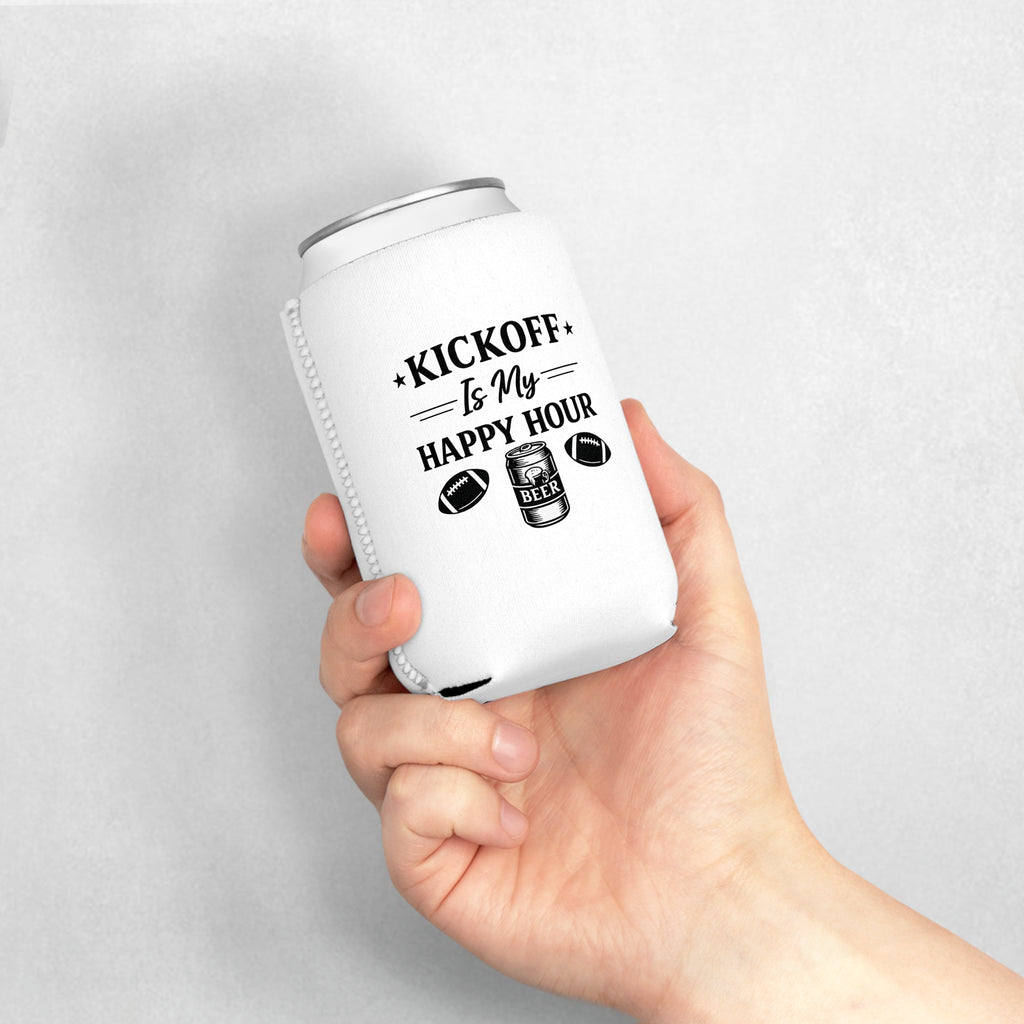 Can Cooler Sleeve — "Kickoff Is My Happy Hour" Football Beer Koozie