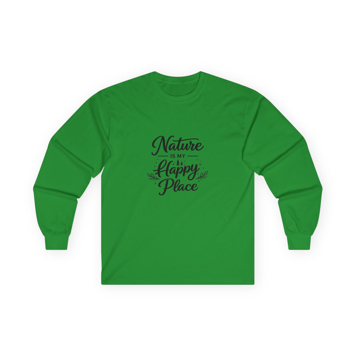 Nature Is My Happy Place Long Sleeve Tee | Handlettered Outdoor Quote