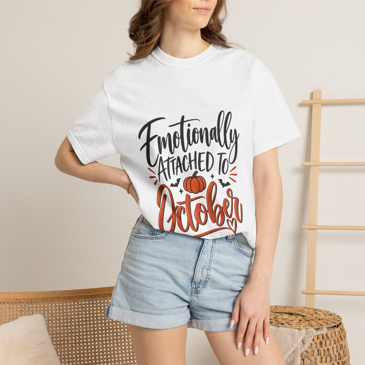 Emotionally Attached to October T-Shirt — Fall Pumpkin Tee