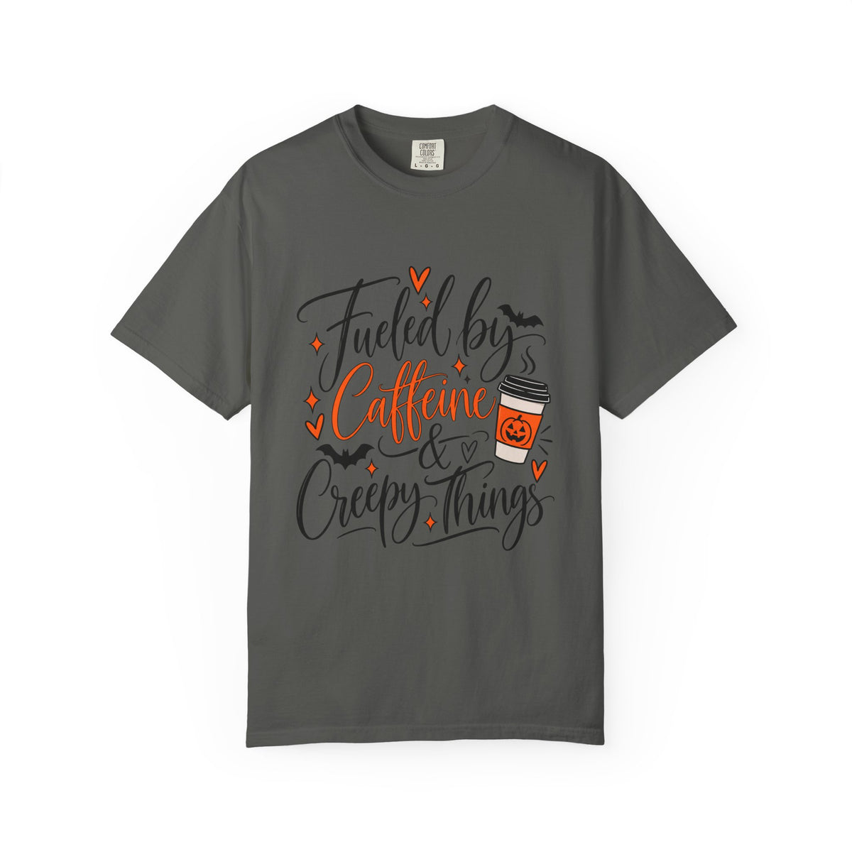 Caffeine & Creepy Things T‑Shirt — 'Fueled by Caffeine & Creepy Things' Halloween Coffee Tee