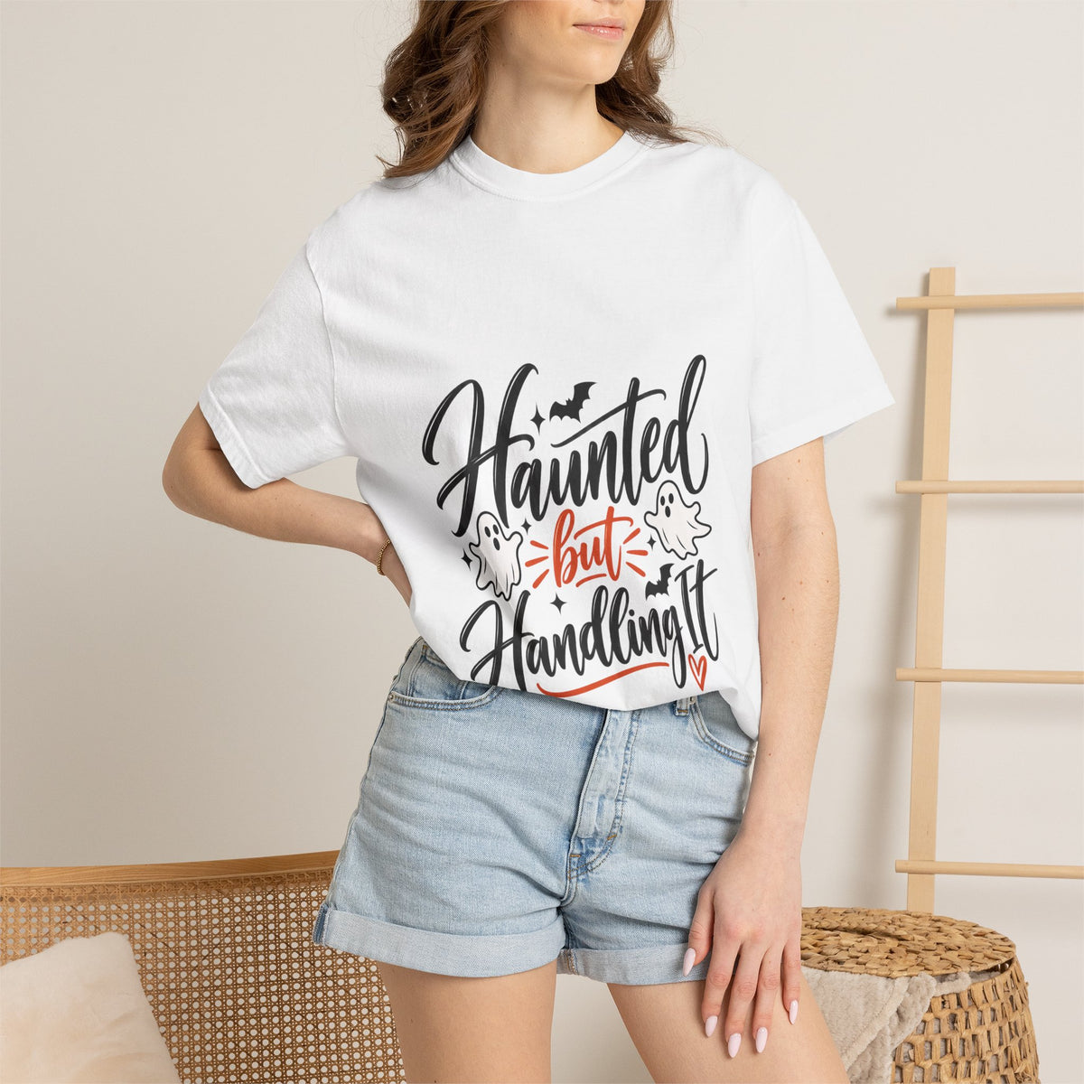 Haunted But Handling It T-Shirt — Cute Halloween Ghost Graphic Tee