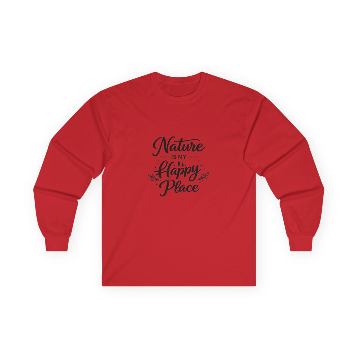 Nature Is My Happy Place Long Sleeve Tee | Handlettered Outdoor Quote