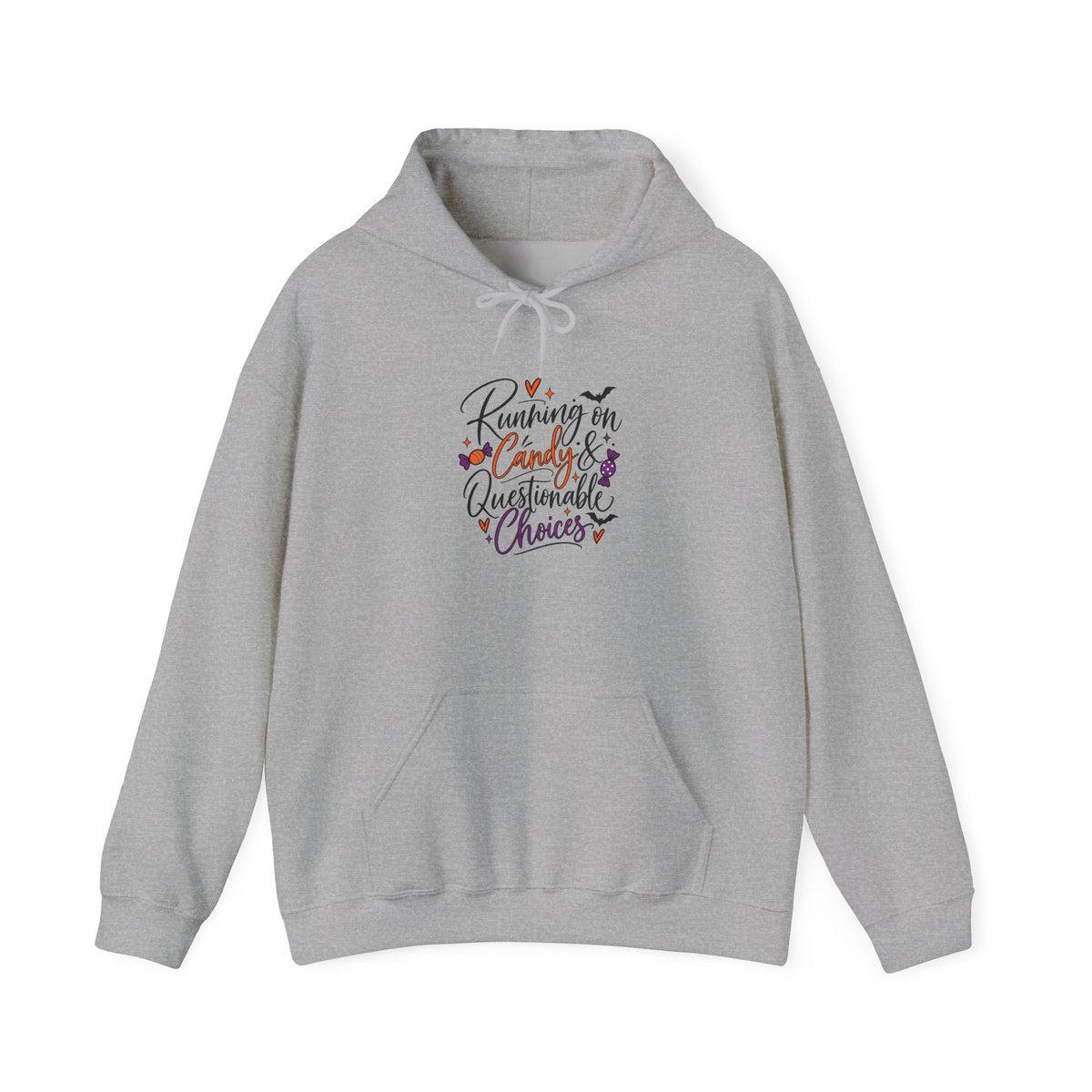 Hoodie — "Running on Candy and Questionable Choices" Cute Retro Sweets Graphic