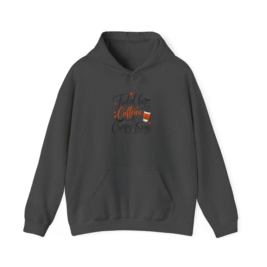 Fueled by Caffeine & Creepy Things Hoodie - Funny Halloween Coffee Sweatshirt