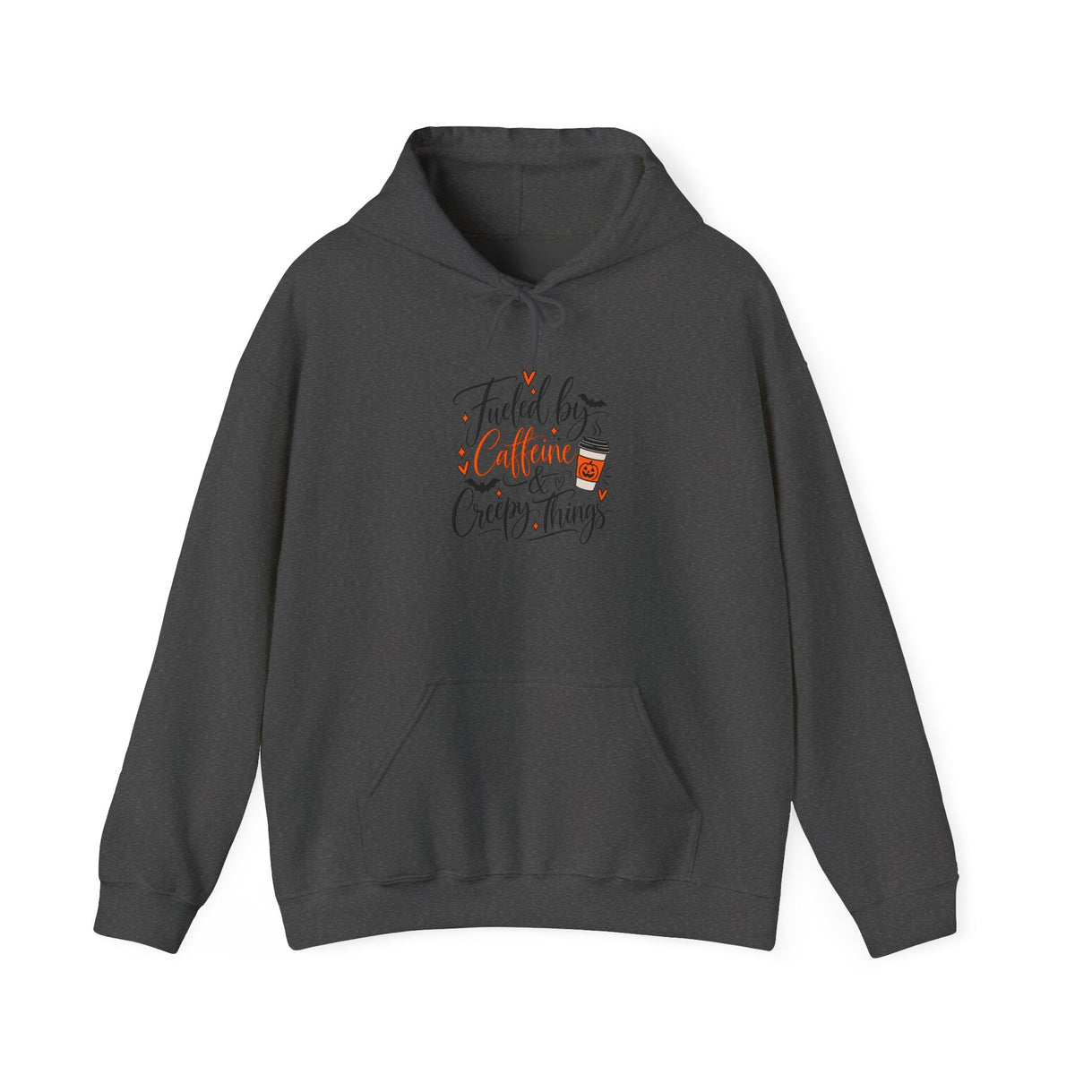Fueled by Caffeine & Creepy Things Hoodie - Funny Halloween Coffee Sweatshirt