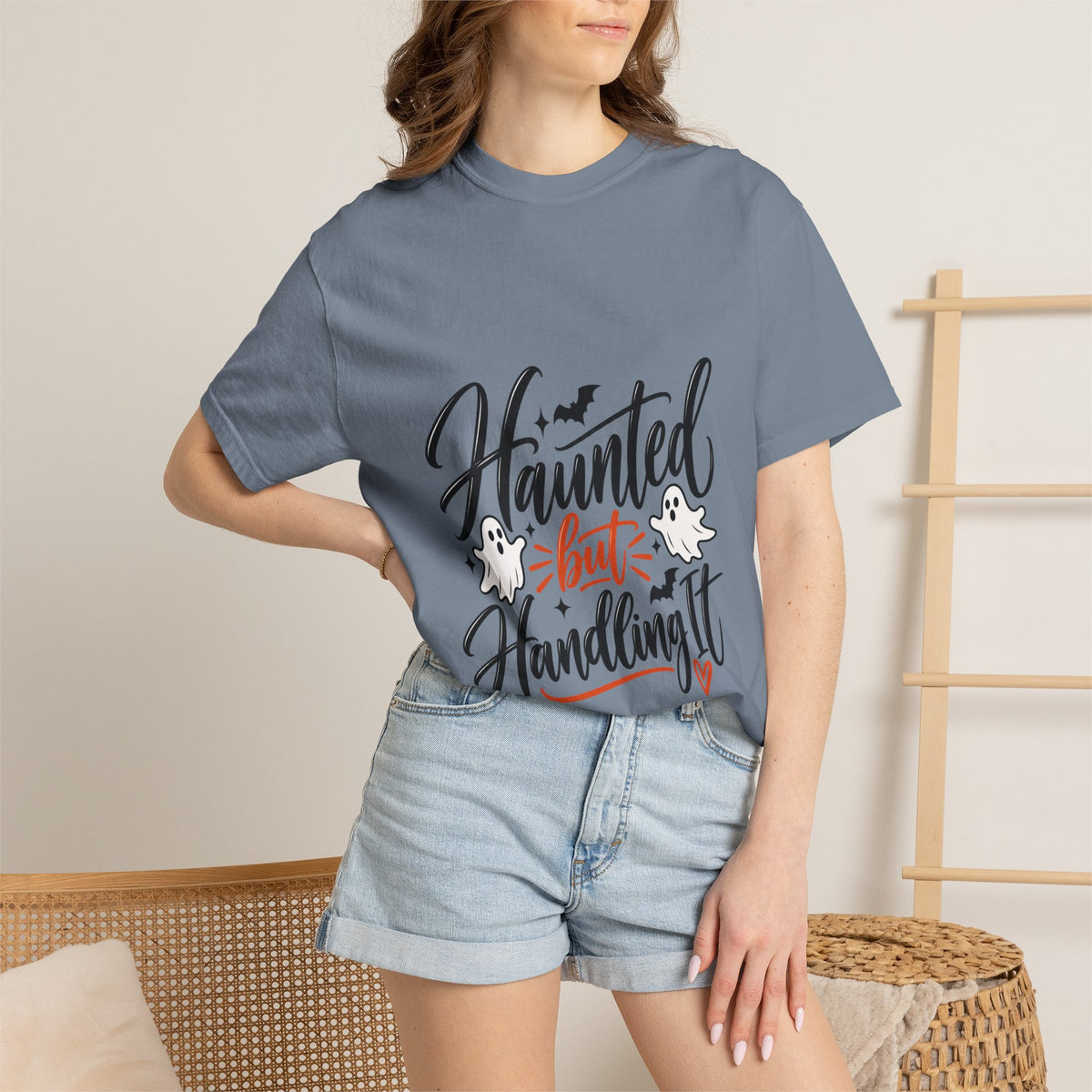 Haunted But Handling It T-Shirt — Cute Halloween Ghost Graphic Tee