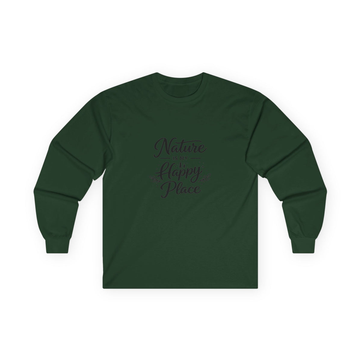 Nature Is My Happy Place Long Sleeve Tee | Handlettered Outdoor Quote