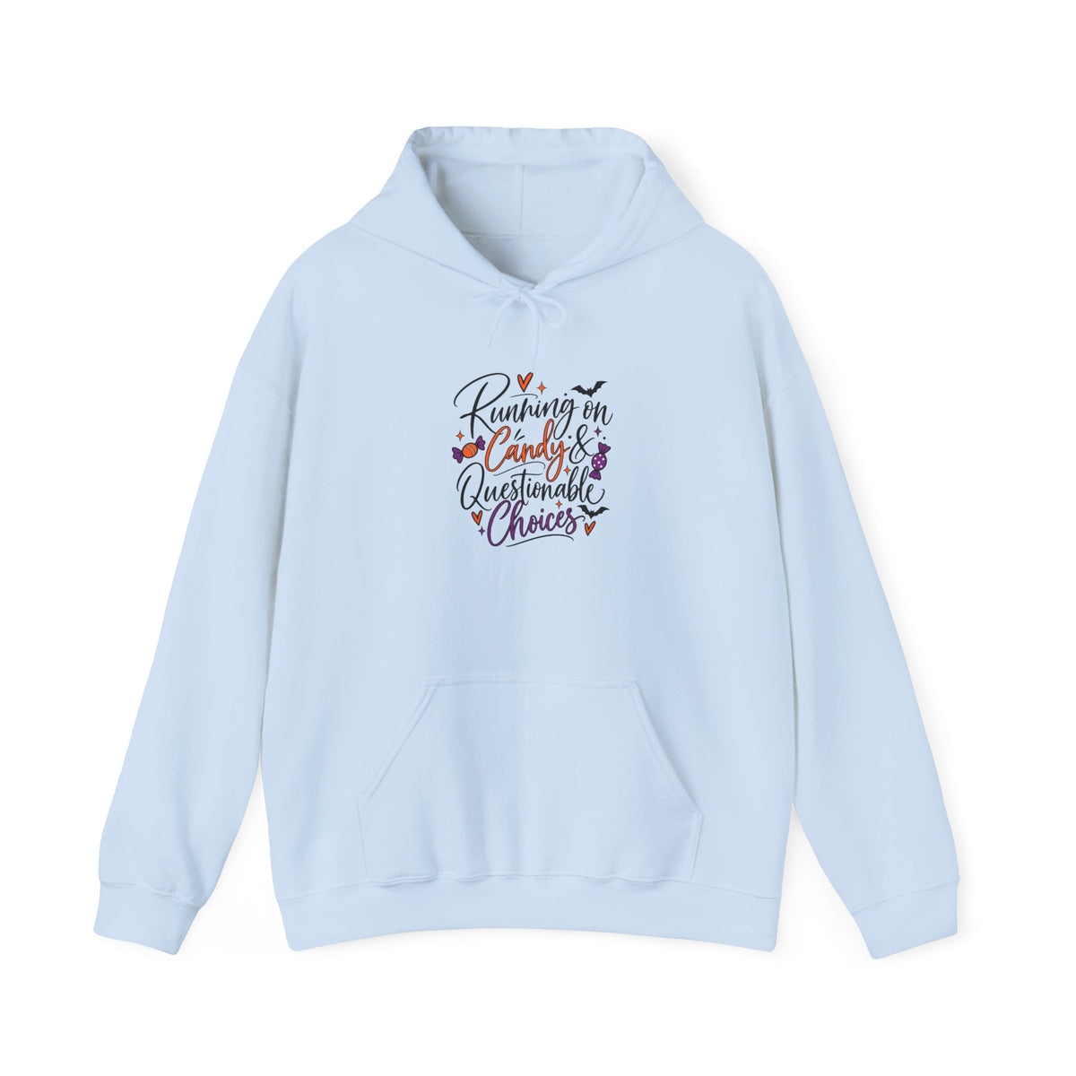 Hoodie — "Running on Candy and Questionable Choices" Cute Retro Sweets Graphic