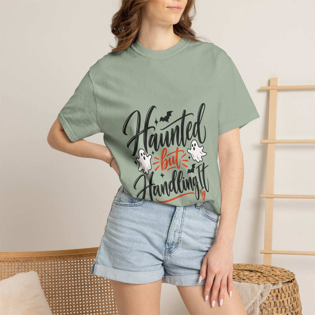 Haunted But Handling It T-Shirt — Cute Halloween Ghost Graphic Tee
