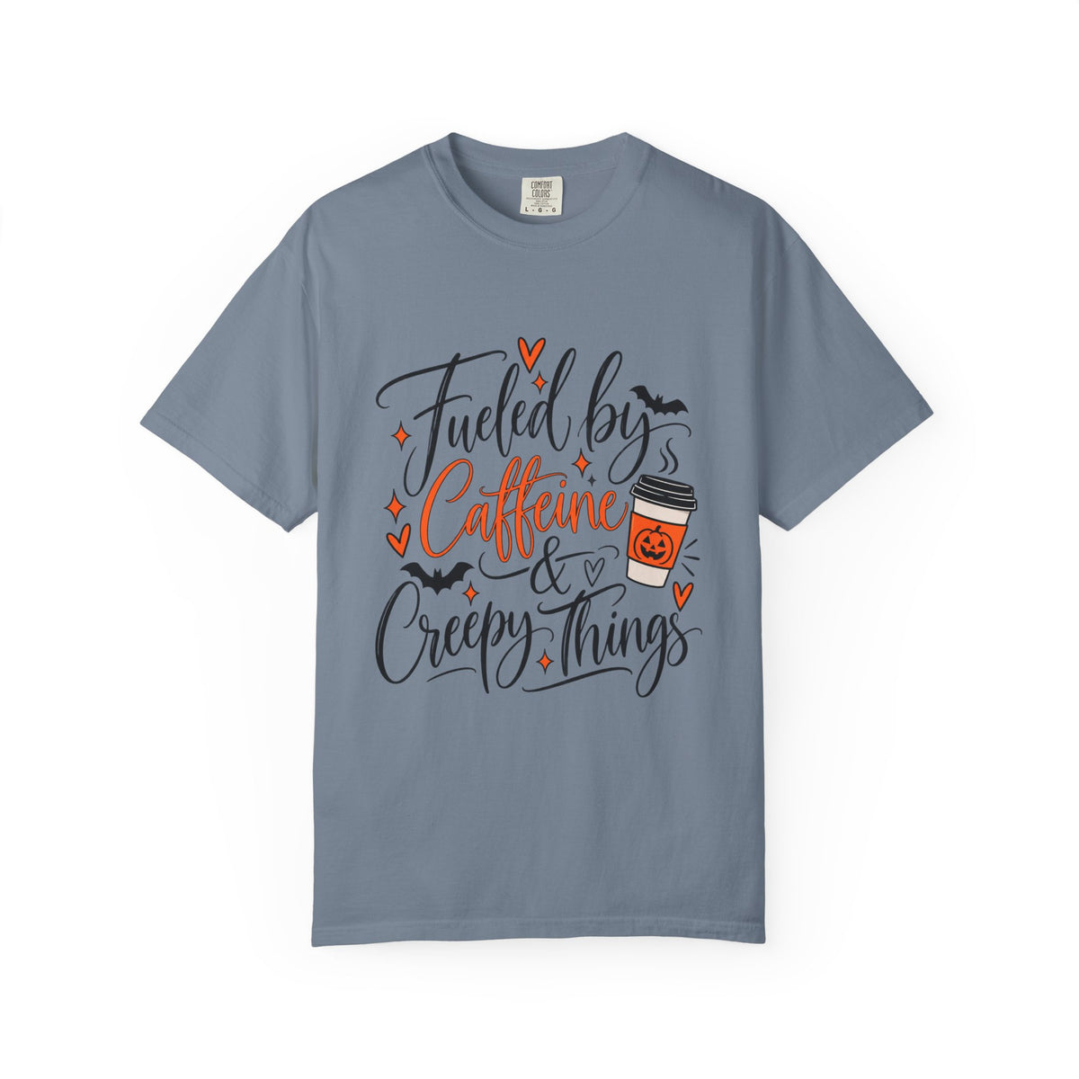 Caffeine & Creepy Things T‑Shirt — 'Fueled by Caffeine & Creepy Things' Halloween Coffee Tee
