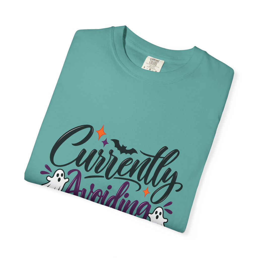 T-Shirt — "Currently Avoiding Human Contact" Halloween Graphic Tee