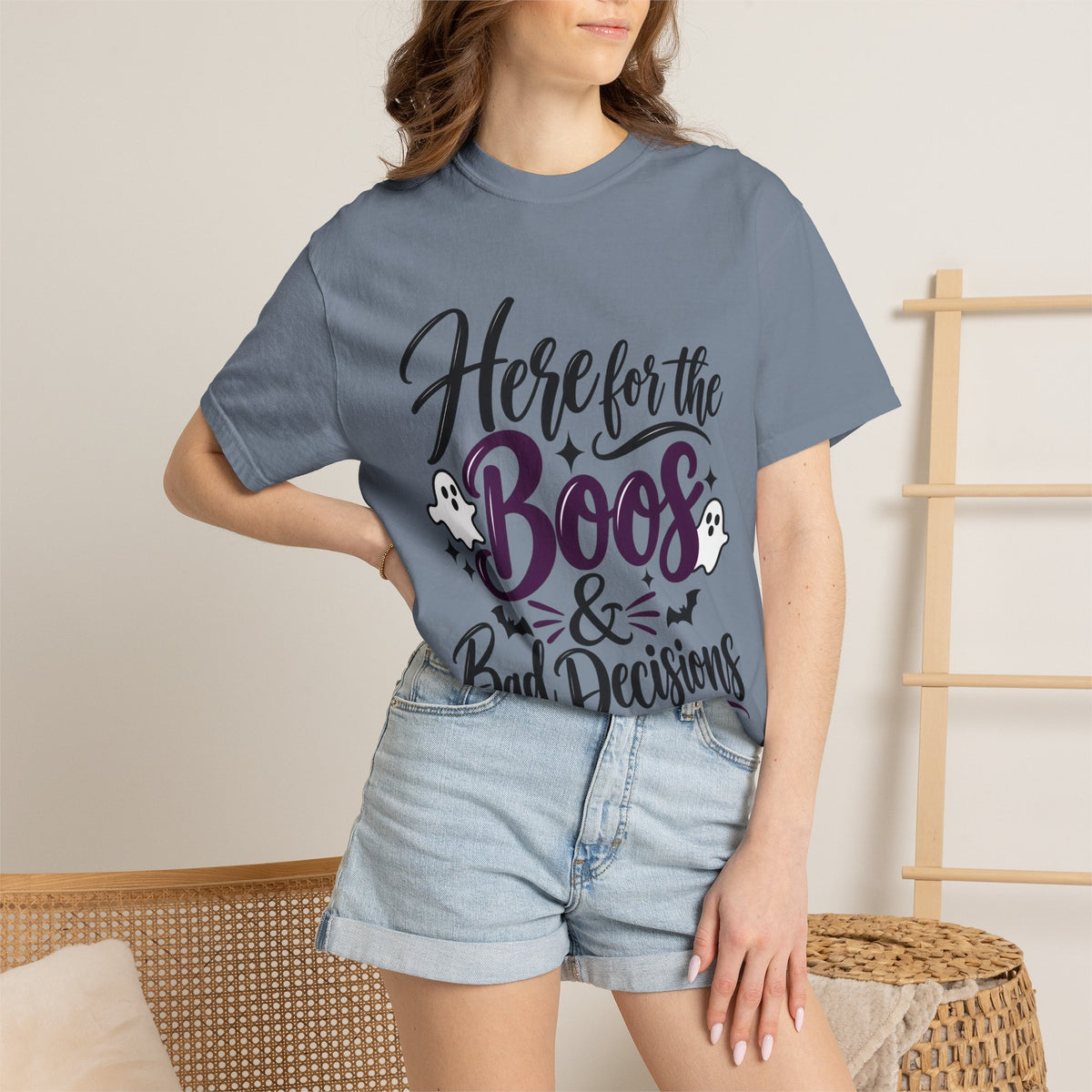 Here for the Boos & Bad Decisions Halloween T-Shirt