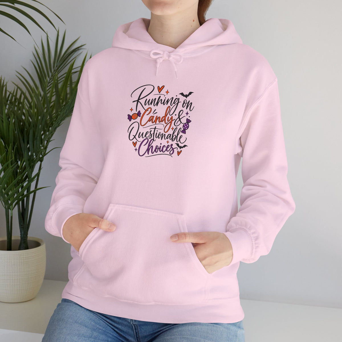 Hoodie — "Running on Candy and Questionable Choices" Cute Retro Sweets Graphic